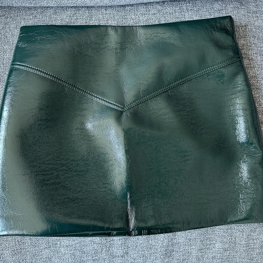 Proenza Schouler White Label Green Vinyl Mini Skirt Size 8